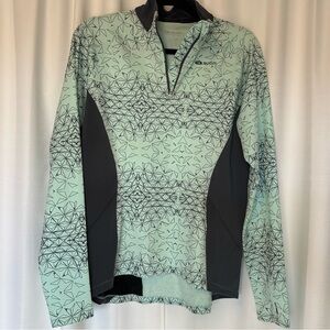 Sugoi Women’s Large Cycling Fleece Top Long Sleeve Aqua Midzero 1/4 Zip EUC